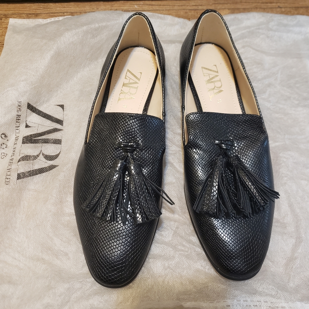 Zara Black Tassel Loafers